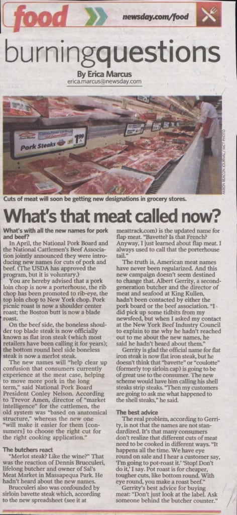 Newsday Meat Names Article