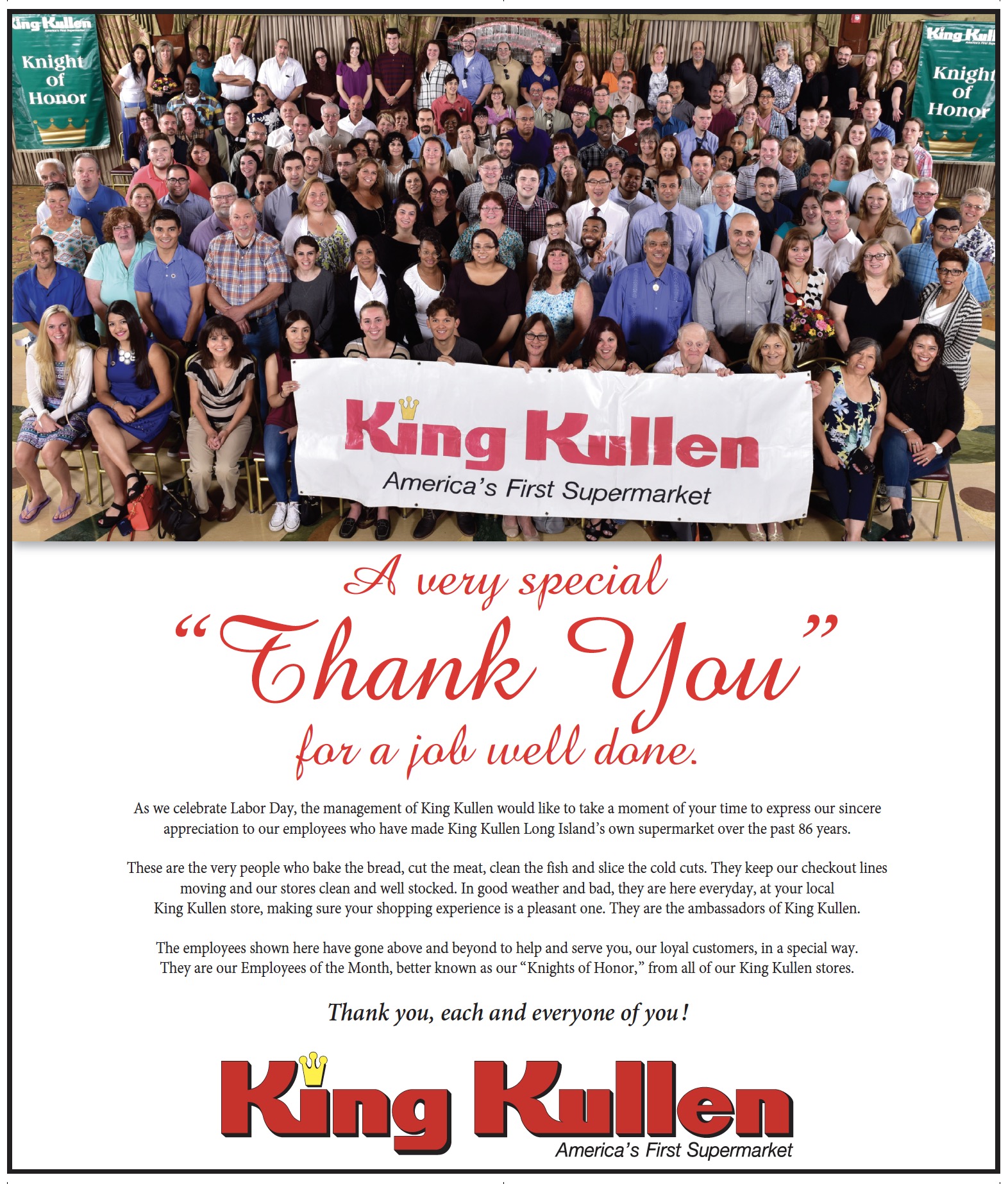 King Kullen Thanks Employees For A Job Well Done King Kullen
